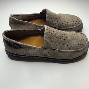 Patagonia Light Perforated Suede Leather Moccasin Shoes  11 Taupe